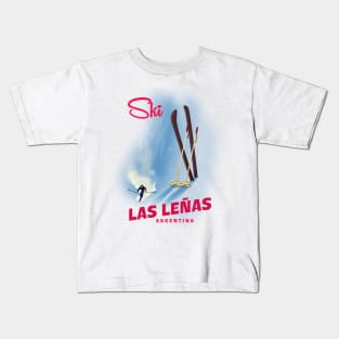 las leñas Argentina ski poster. Kids T-Shirt